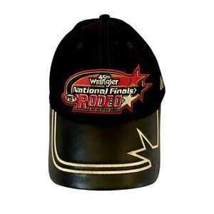 Vtg Wrangler 45th National Finals Rodeo Baseball Hat Cap 2003 Leather Bill